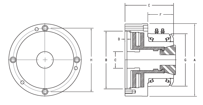 Гидравлический вращающийся токарный цанговый патрон CHP206-SS42 для поворотных столов / индексирующих столов