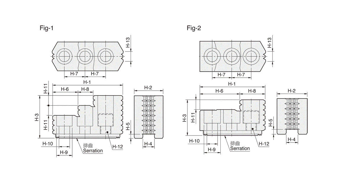 HJ15 Токарные каленые кулачки  для гидравлических патронов станков с ЧПУ чертеж
